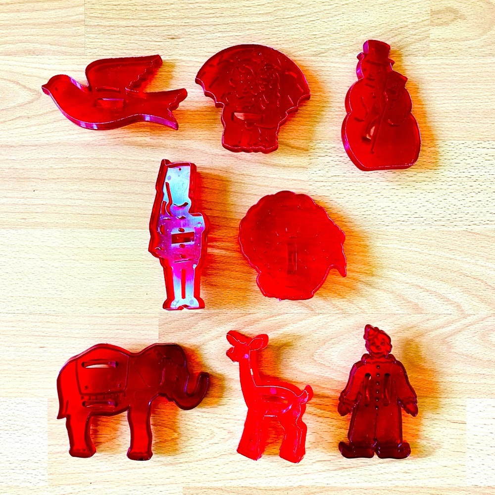 Lot of 8 VINTAGE Plastic Red Cookie Cutters
